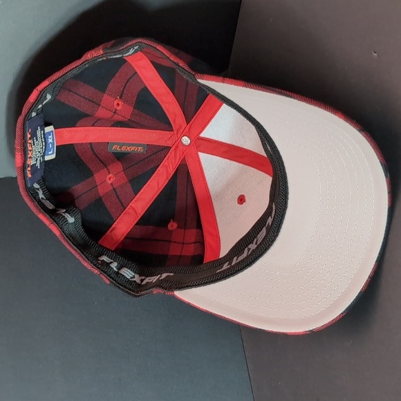 Flexfit,Honda Men's Black/Red Plaid Fitted Cap,L/XL. - Picture 6 of 8